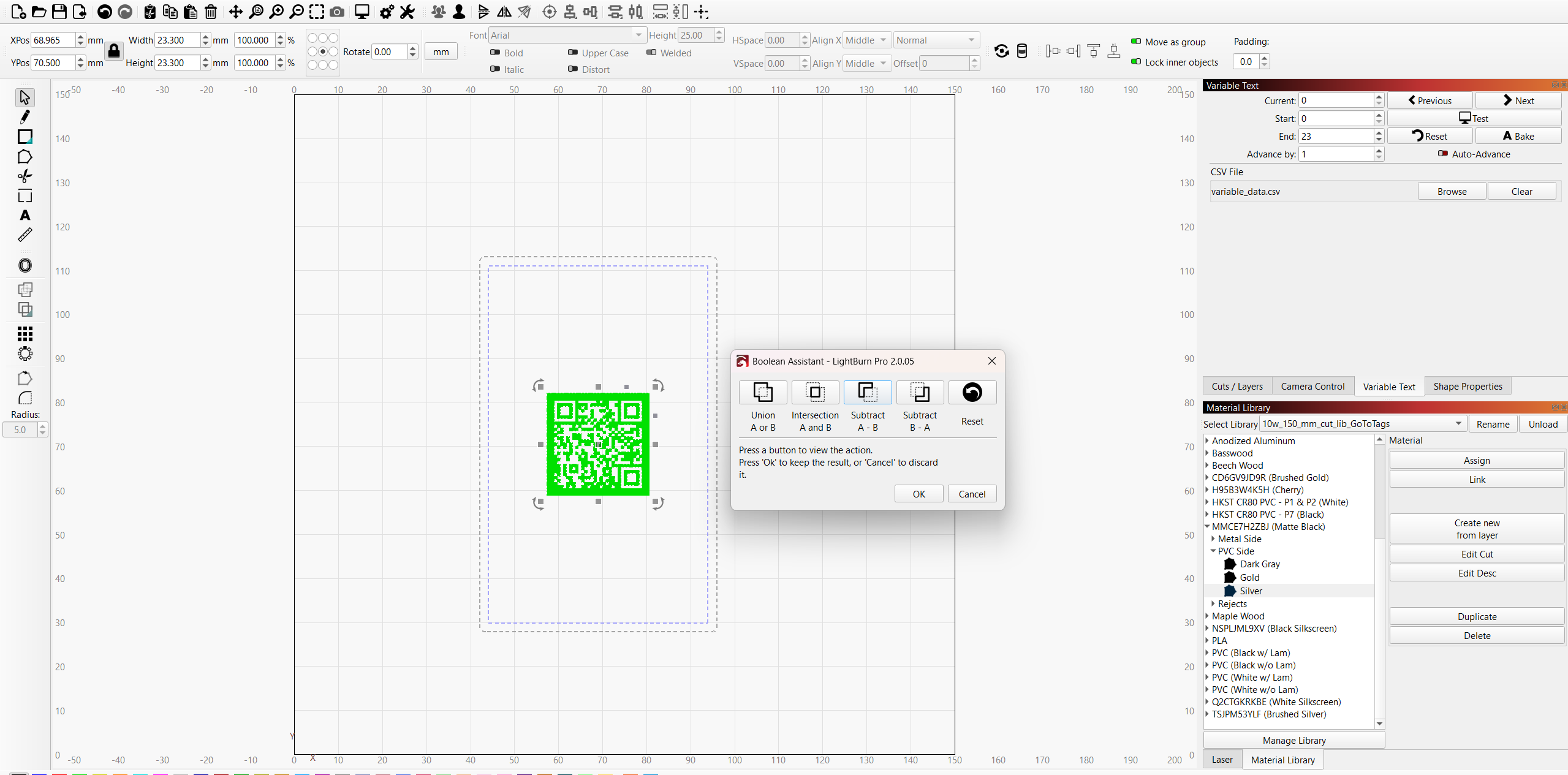 Invert capability for QR codes · LightBurn